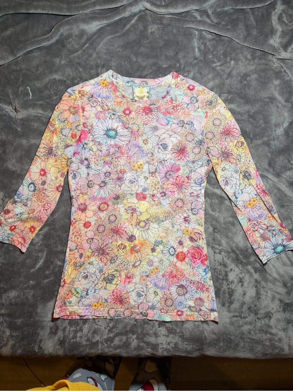 Johnny Was Pastel Floral Crewneck Long Sleeve Top
